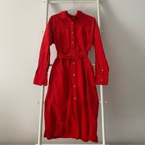 Juicy Red Belted Shirt Dress/ Jacket